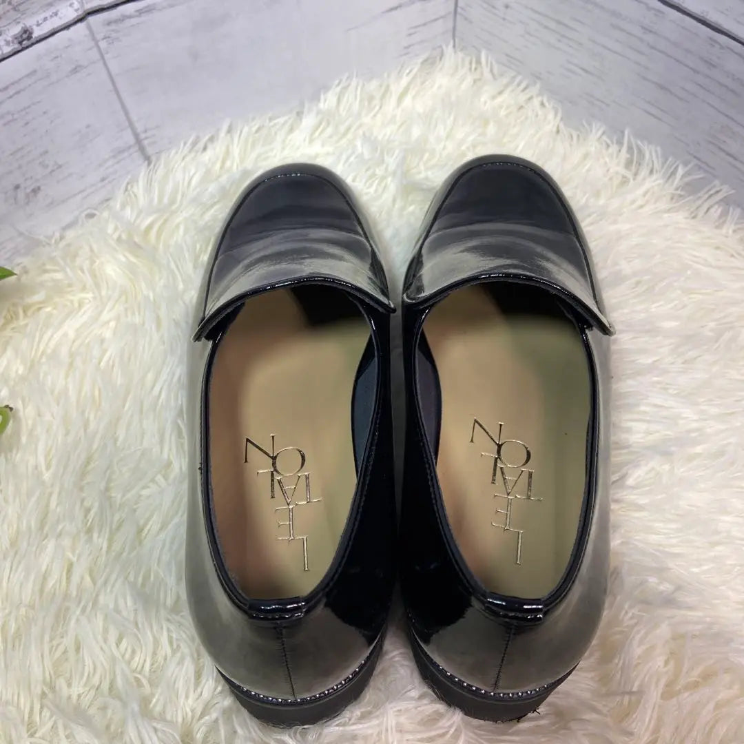 ✨ [Good condition] LETALON enamel loafers, thick soles, black, 23cm