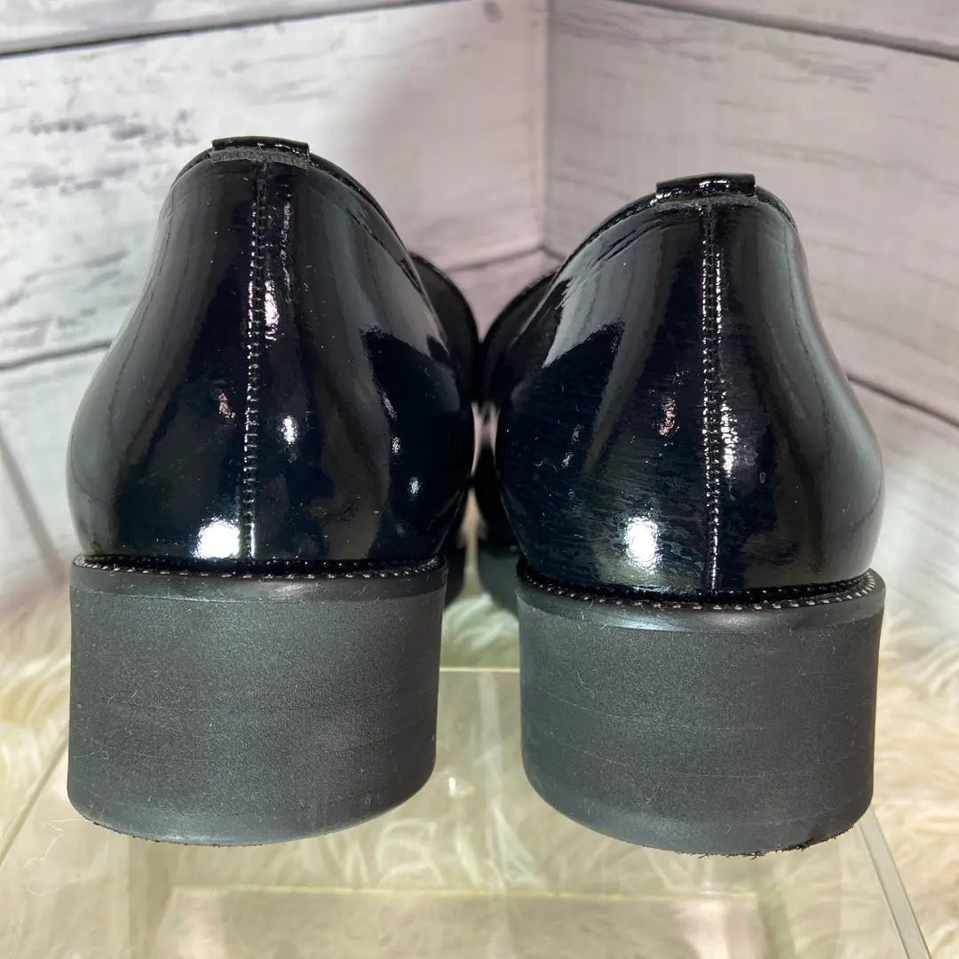 ✨ [Good condition] LETALON enamel loafers, thick soles, black, 23cm