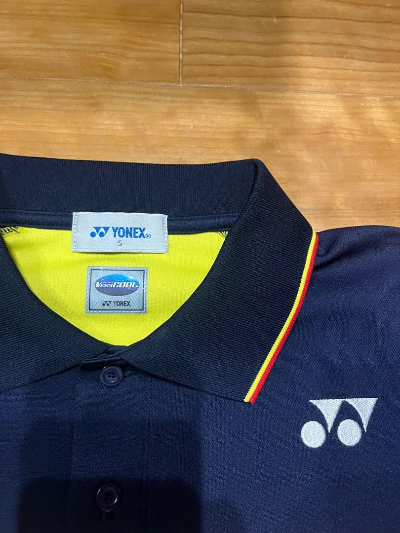 YONEX Polo Shirt S Size Yellow/Navy Short Sleeve Polo Shirt