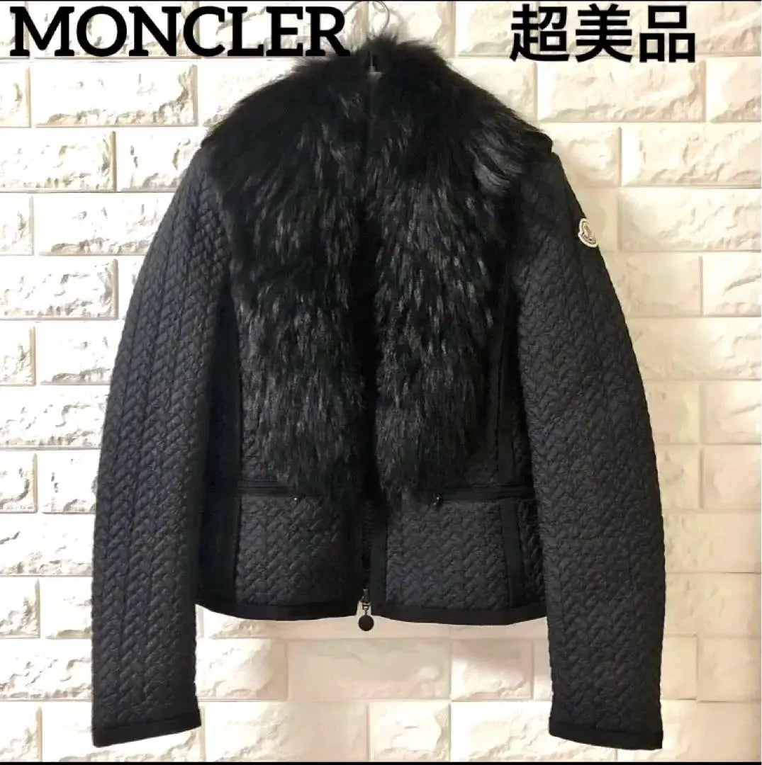 [Super beautiful condition] ★Moncler ★ Quilted fur down jacket, black, genuine product