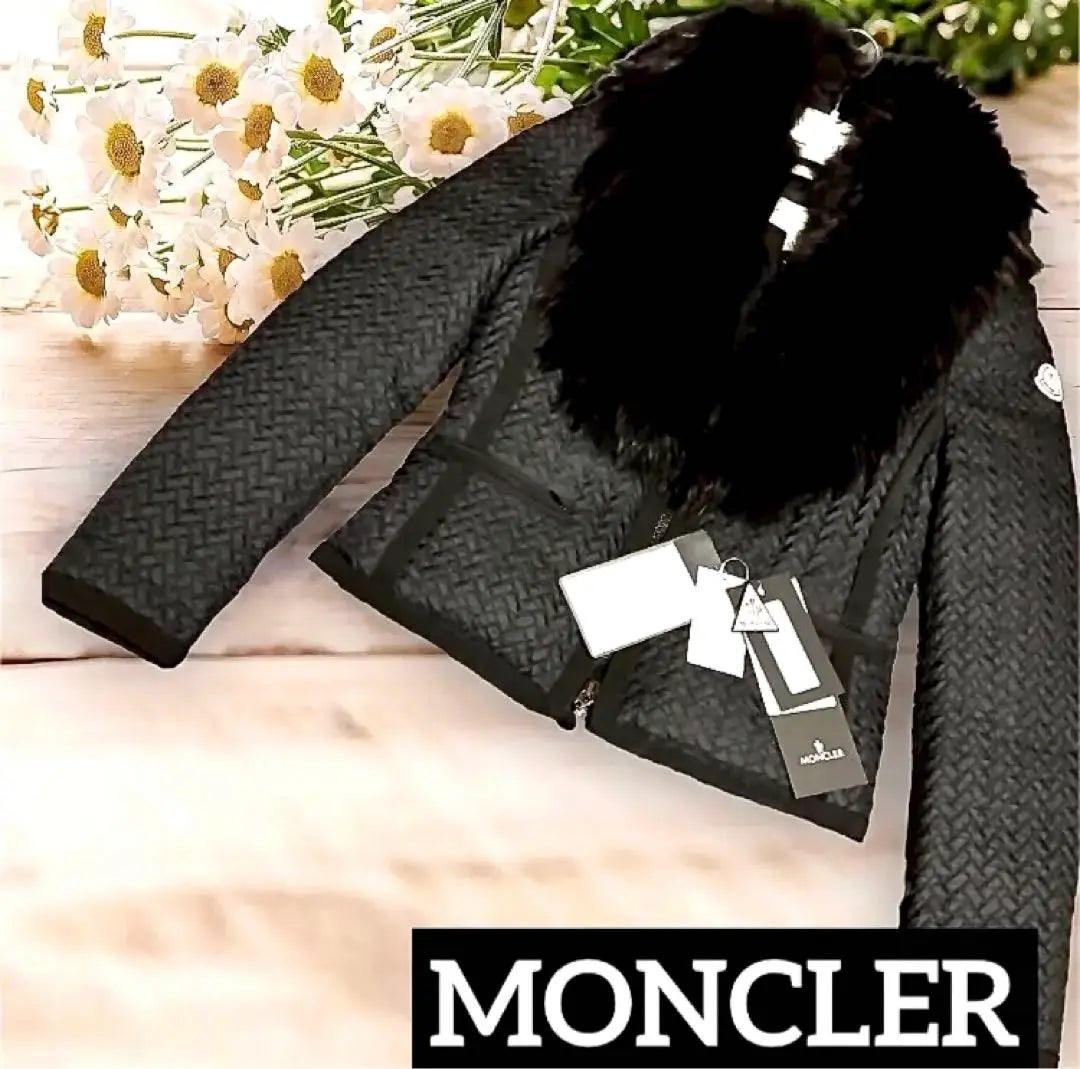 [Super beautiful condition] ★Moncler ★ Quilted fur down jacket, black, genuine product