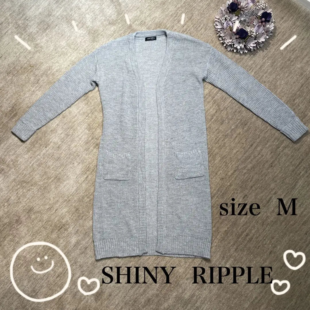 [SHINY RIPPLE] M size long cardigan gray acrylic