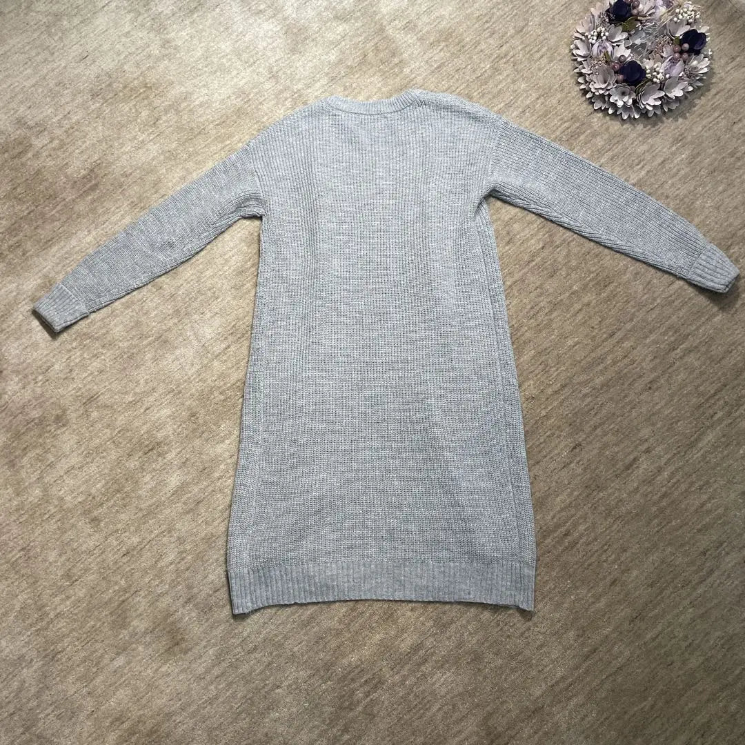 [SHINY RIPPLE] M size long cardigan gray acrylic