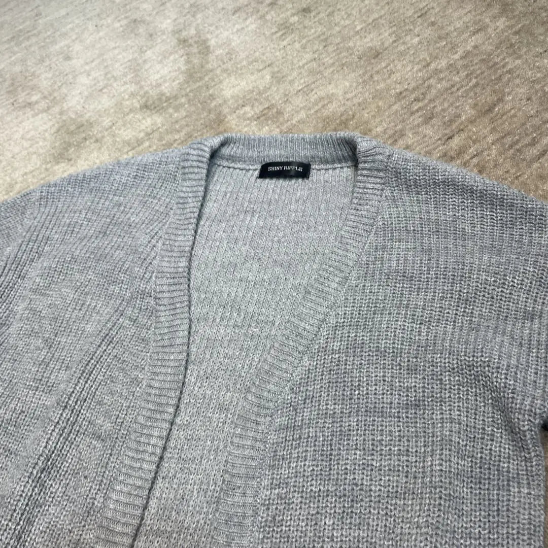 [SHINY RIPPLE] M size long cardigan gray acrylic