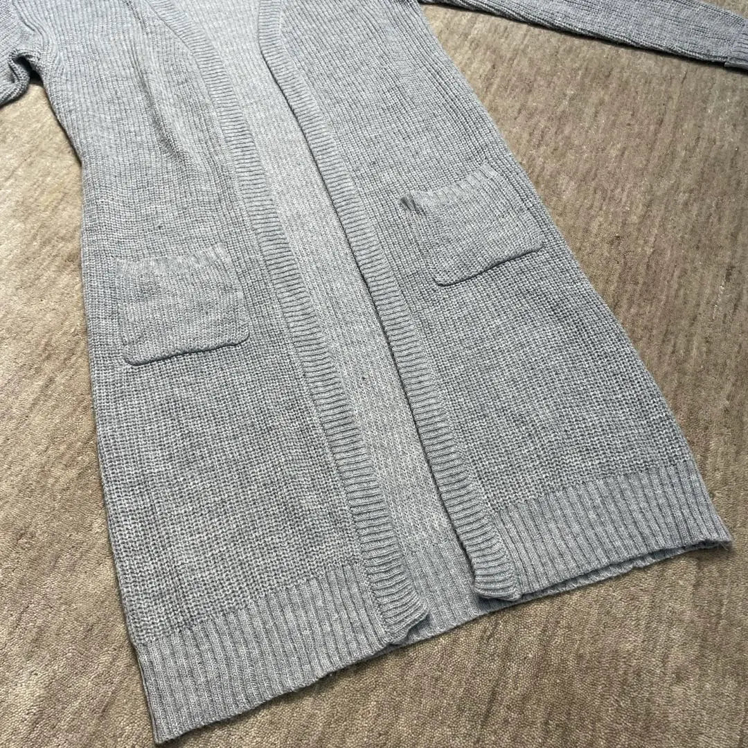 [SHINY RIPPLE] M size long cardigan gray acrylic