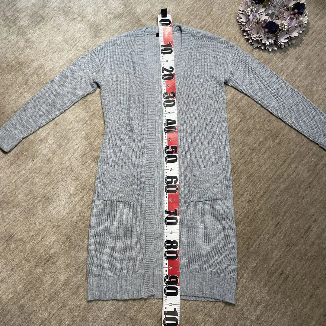 [SHINY RIPPLE] M size long cardigan gray acrylic