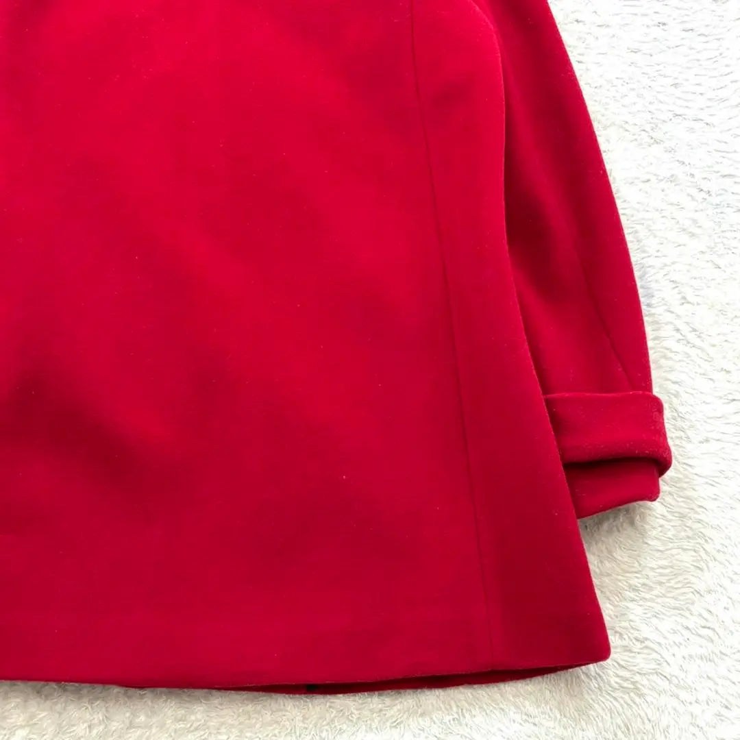 [Zara] S Red Hooded Wool Coat Mid-length A-line Simple