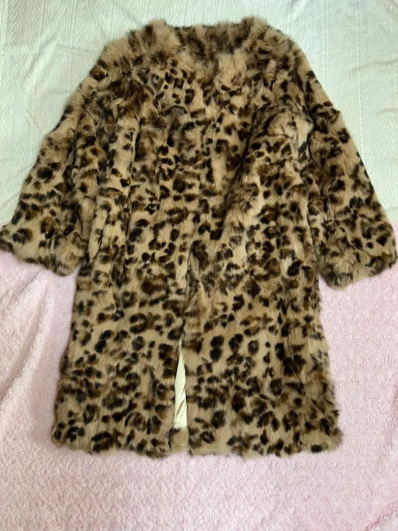 Leopard print rabbit fur coat