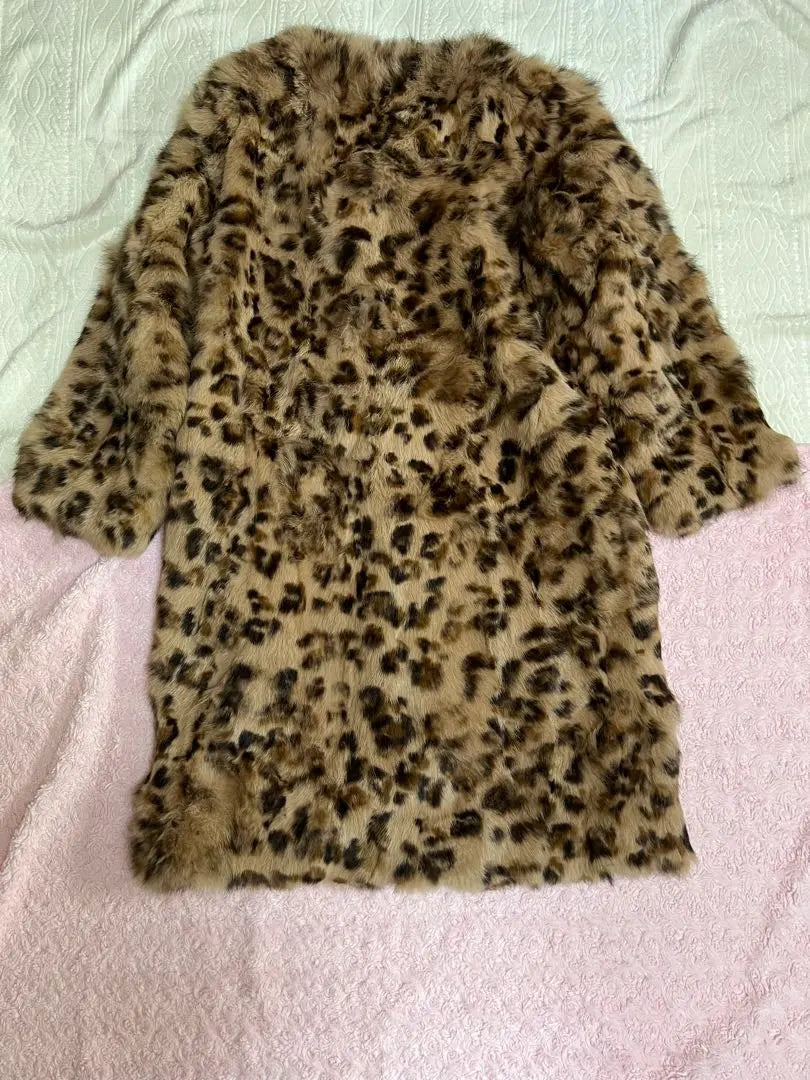 Leopard print rabbit fur coat