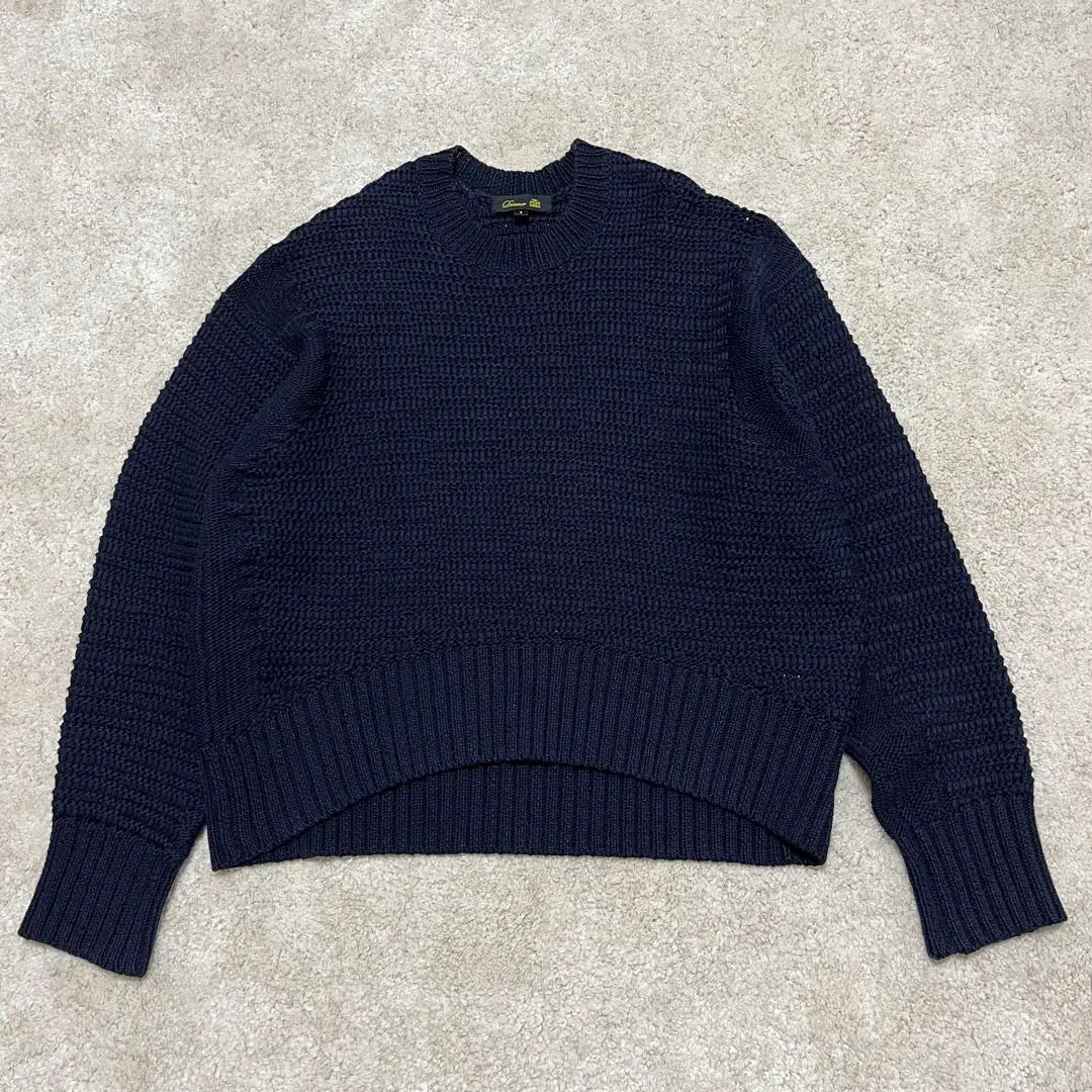 Beautiful condition Drawer Crew Neck Knit Sweater 3 Gauge Cotton Navy