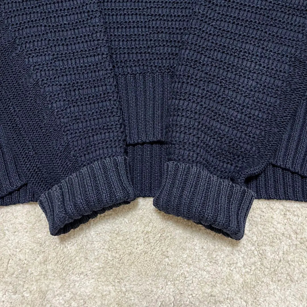 Beautiful condition Drawer Crew Neck Knit Sweater 3 Gauge Cotton Navy