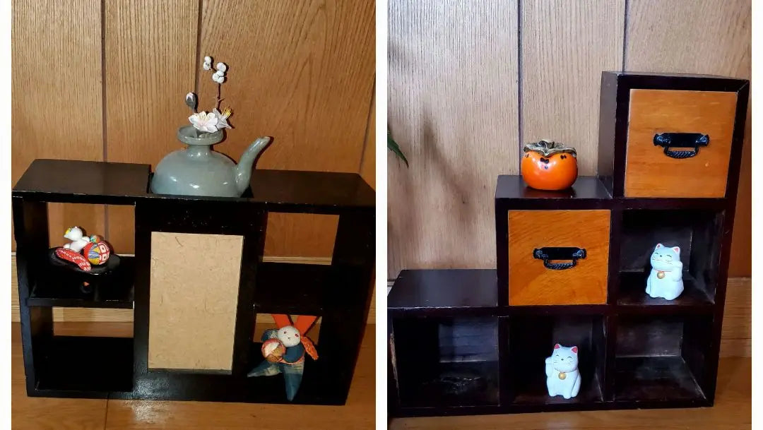 Decorative shelf set, antique, Japanese style ornament