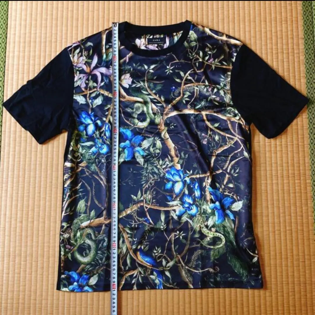 ZARA Docking Fabric Switching Snake All-over Pattern Cut and Sew Size M | ZARA ドッキング生地切り替えスネーク総柄カットソー　サイズM