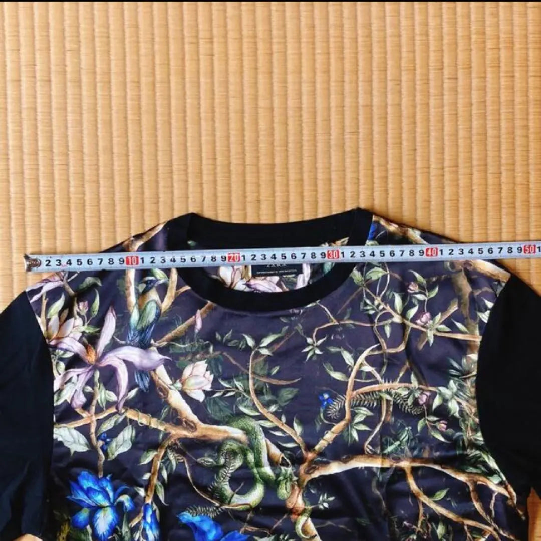 ZARA Docking Fabric Switching Snake All-over Pattern Cut and Sew Size M | ZARA ドッキング生地切り替えスネーク総柄カットソー　サイズM