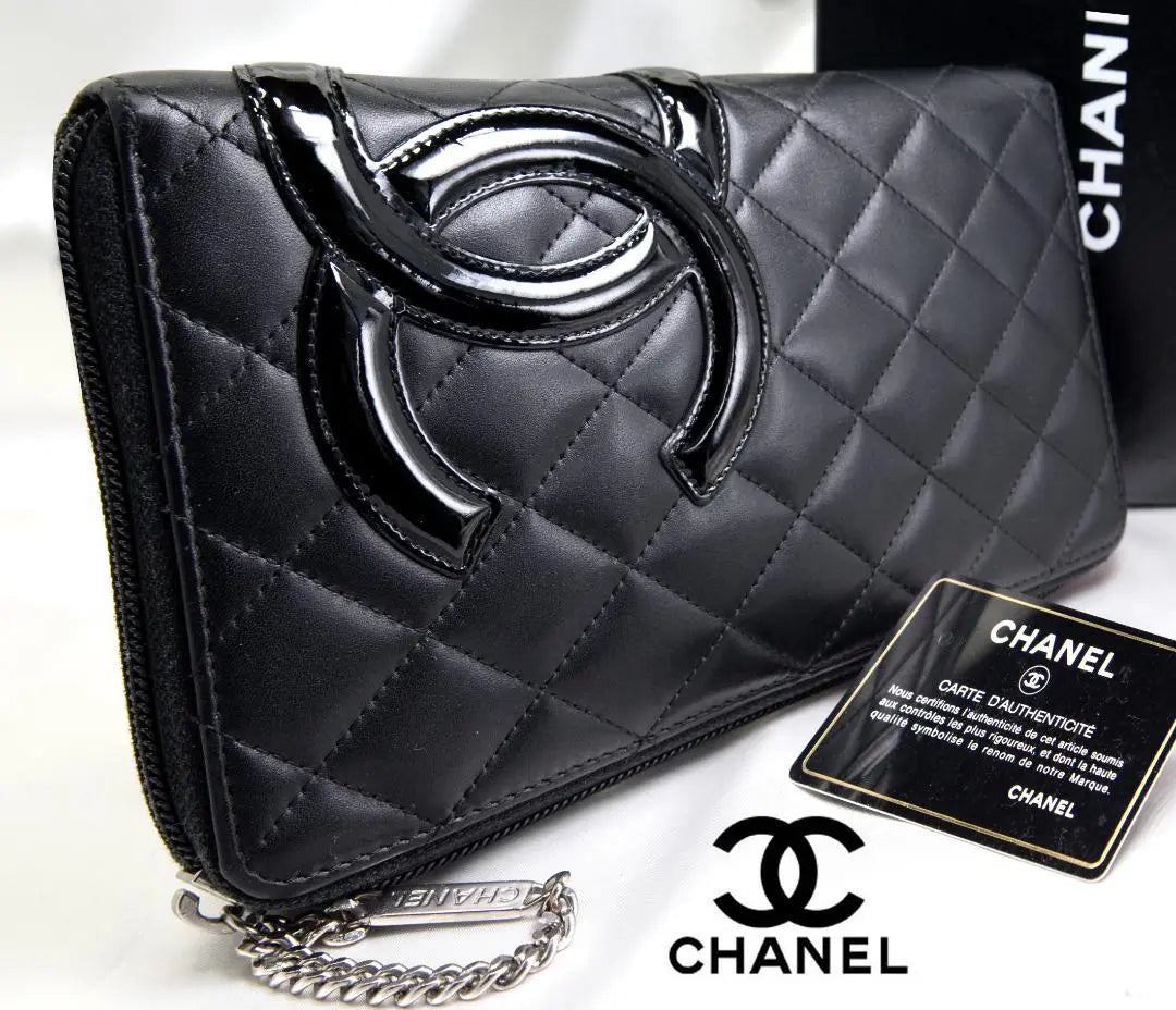 [Good condition] CHANEL Cambon Line Black Organizer Long Wallet | 【美品】CHANEL シャネル カンボンライン 黒 オーガナイザー 長財布