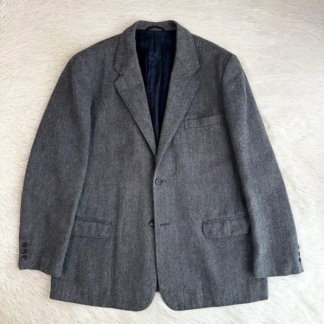 [Good condition] Papas Herringbone Tailored Jacket, Gray, Size L, Wool