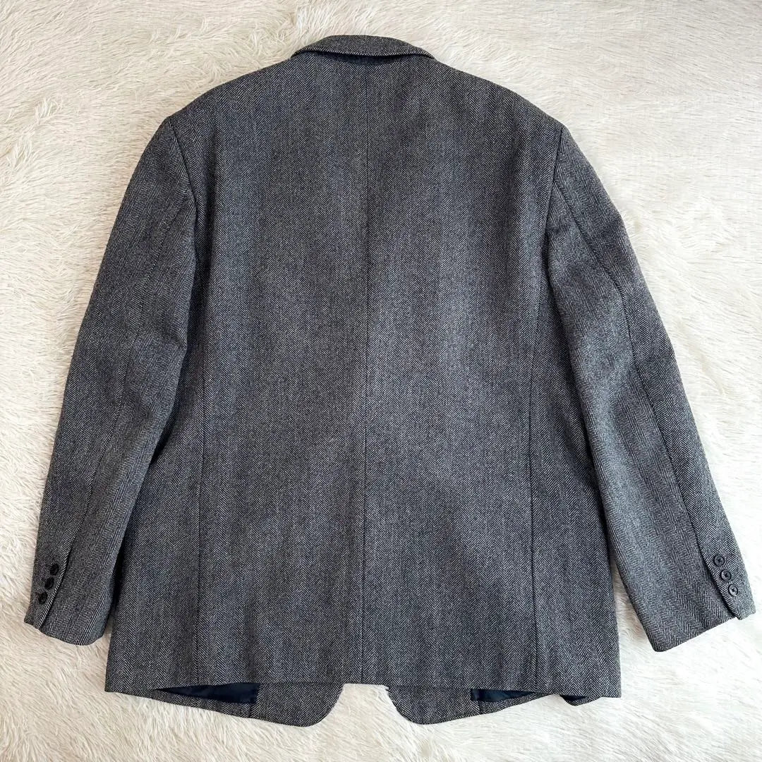 [Good condition] Papas Herringbone Tailored Jacket, Gray, Size L, Wool