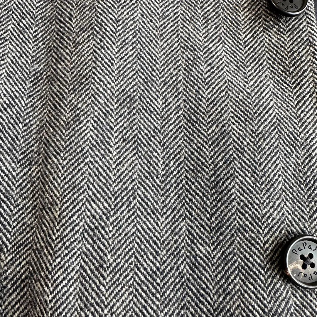 [Good condition] Papas Herringbone Tailored Jacket, Gray, Size L, Wool