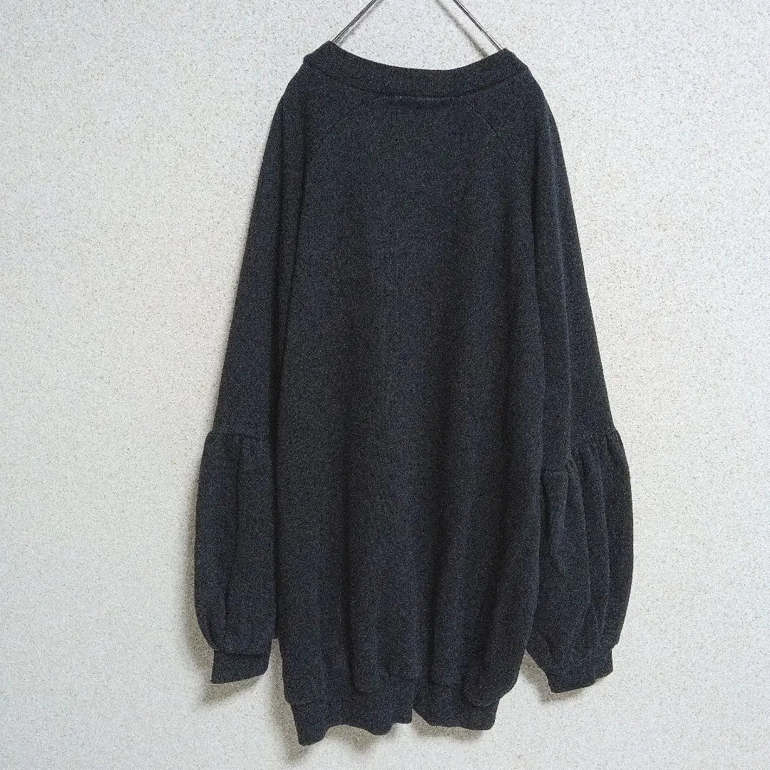 [Sly] Volume sleeve sweatshirt top Fleece lining Oversized black