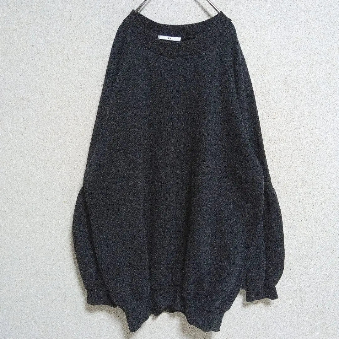 [Sly] Volume sleeve sweatshirt top Fleece lining Oversized black