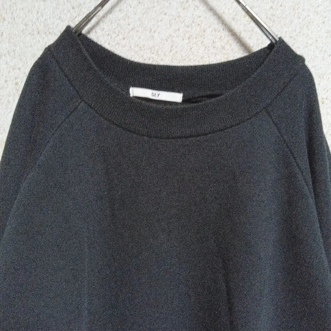 [Sly] Volume sleeve sweatshirt top Fleece lining Oversized black