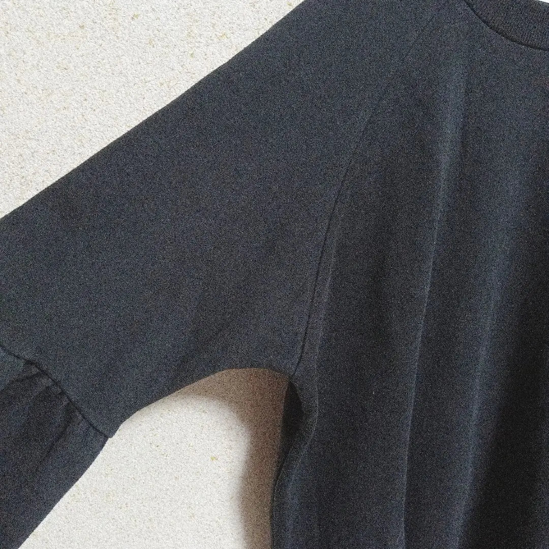 [Sly] Volume sleeve sweatshirt top Fleece lining Oversized black