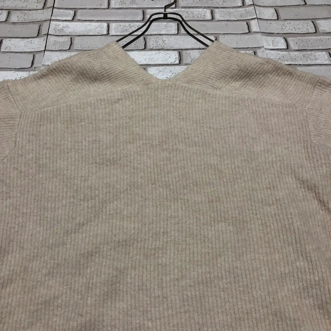 Mohair Sweater V -neck Yuru Dowapo Free Size Long Sleeve Cream Both Slits Slits | モヘアセーター Vネック ゆるダボ フリーサイズ 長袖クリーム色 両側スリット