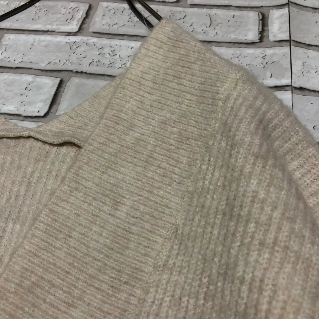 Mohair Sweater V -neck Yuru Dowapo Free Size Long Sleeve Cream Both Slits Slits | モヘアセーター Vネック ゆるダボ フリーサイズ 長袖クリーム色 両側スリット