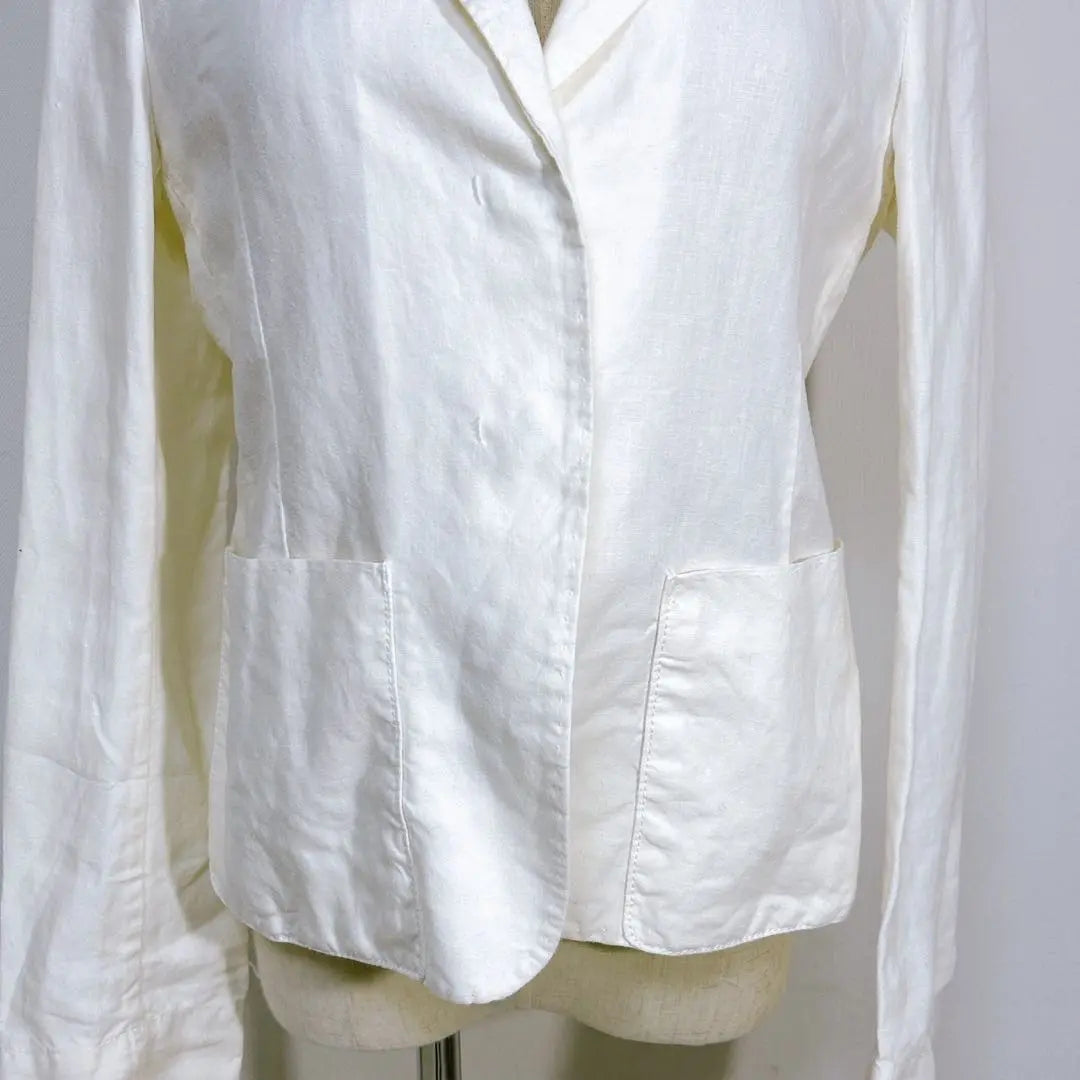 Ships 100% linen fly front stylish jacket with pockets white