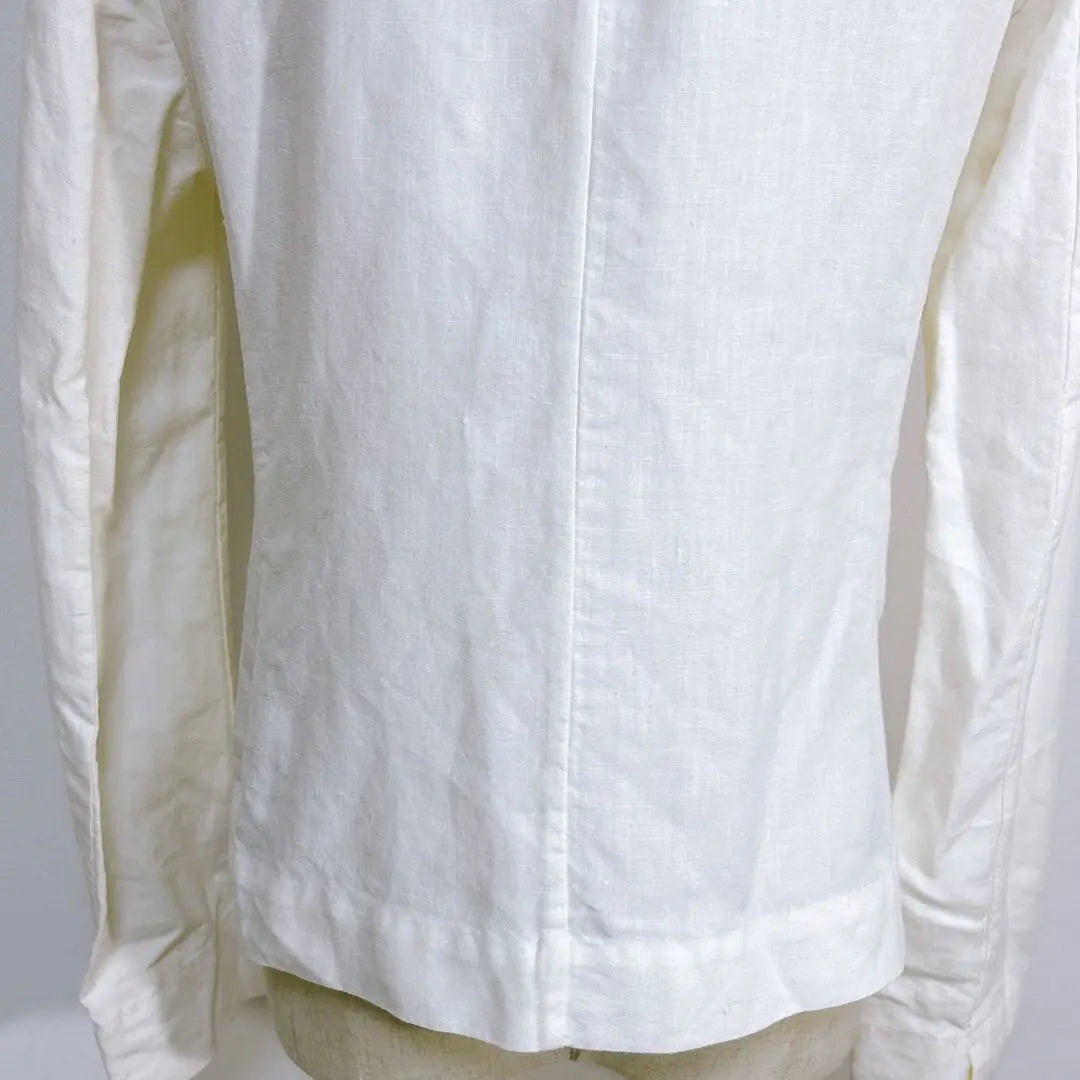 Ships 100% linen fly front stylish jacket with pockets white