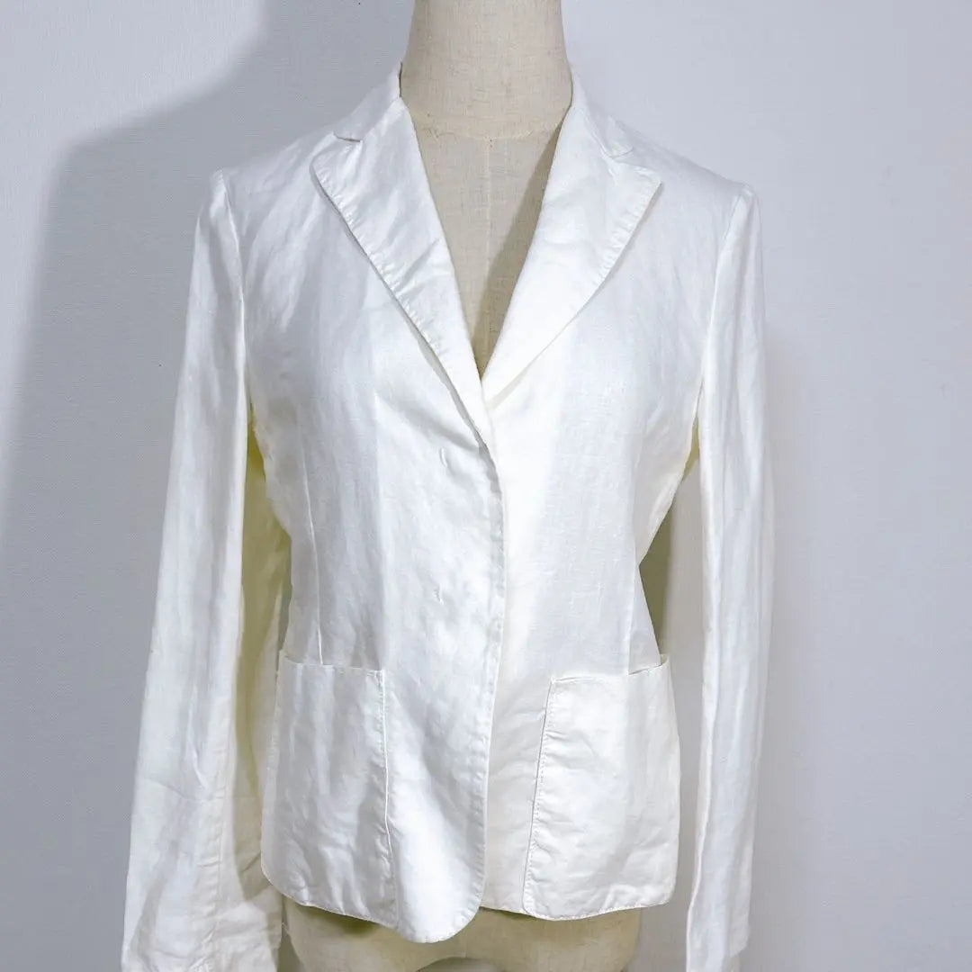 Ships 100% linen fly front stylish jacket with pockets white