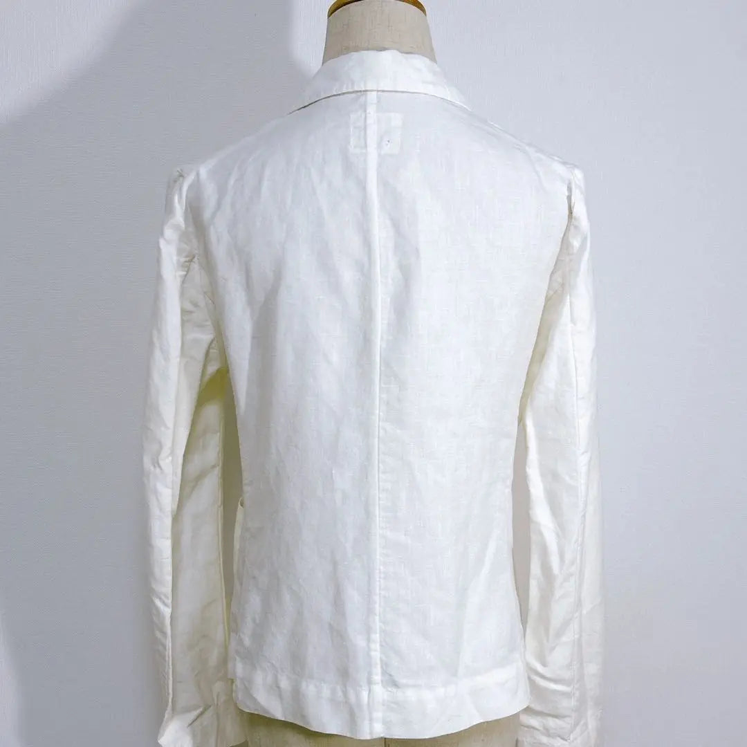 Ships 100% linen fly front stylish jacket with pockets white