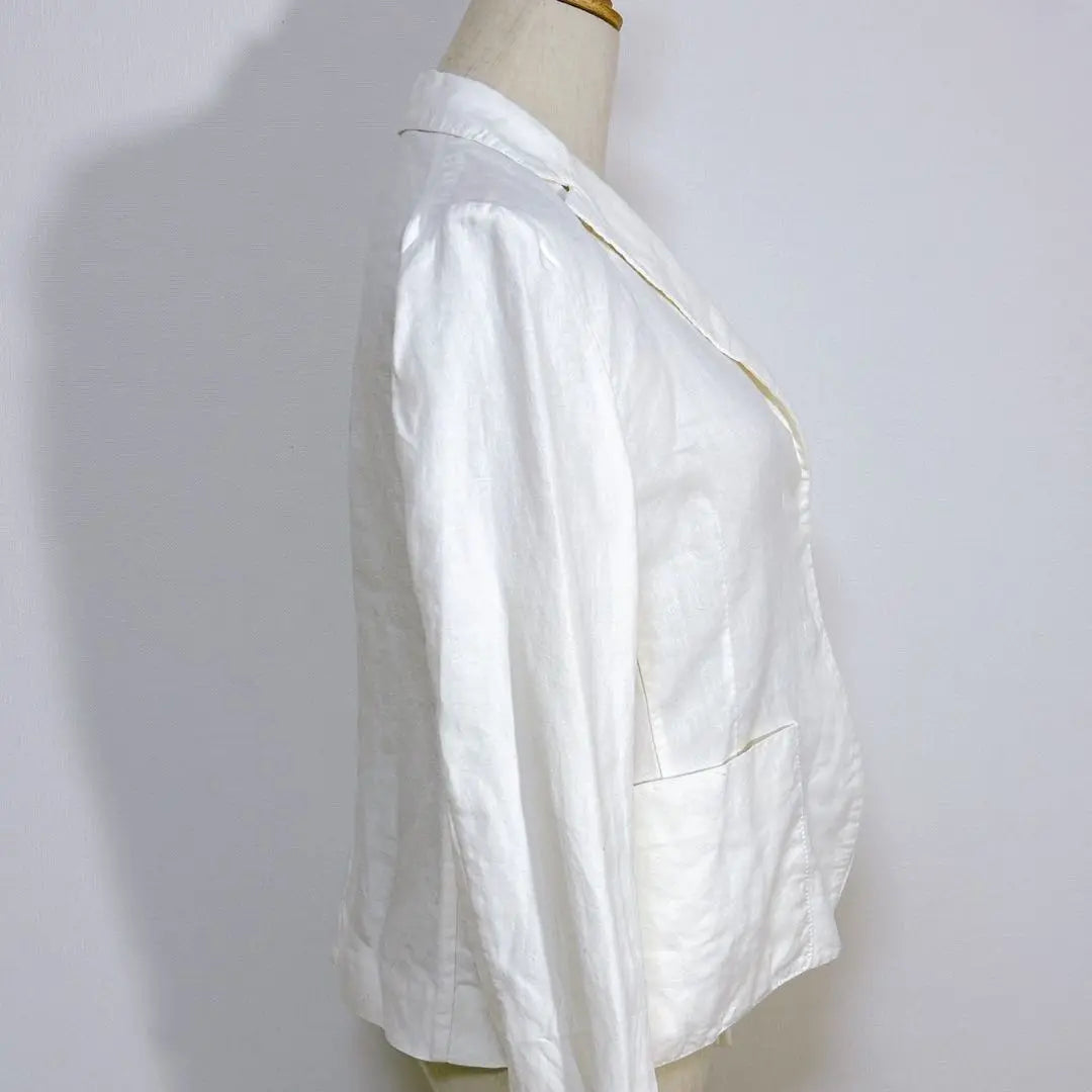 Ships 100% linen fly front stylish jacket with pockets white