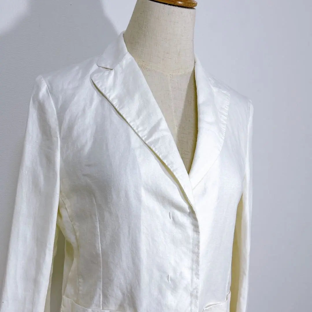 Ships 100% linen fly front stylish jacket with pockets white