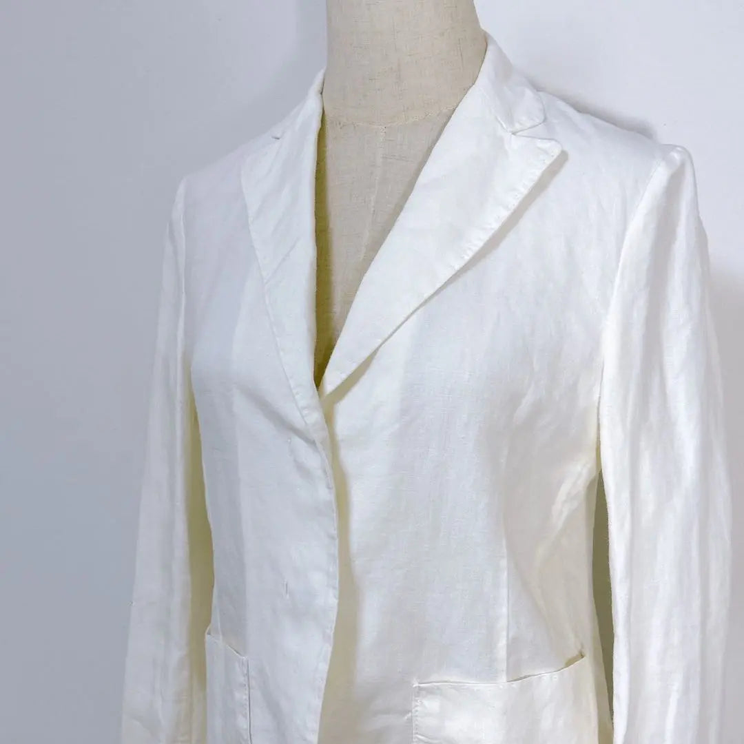 Ships 100% linen fly front stylish jacket with pockets white