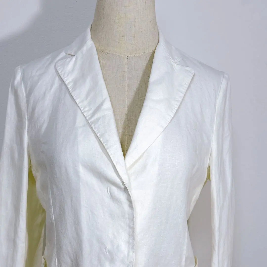 Ships 100% linen fly front stylish jacket with pockets white