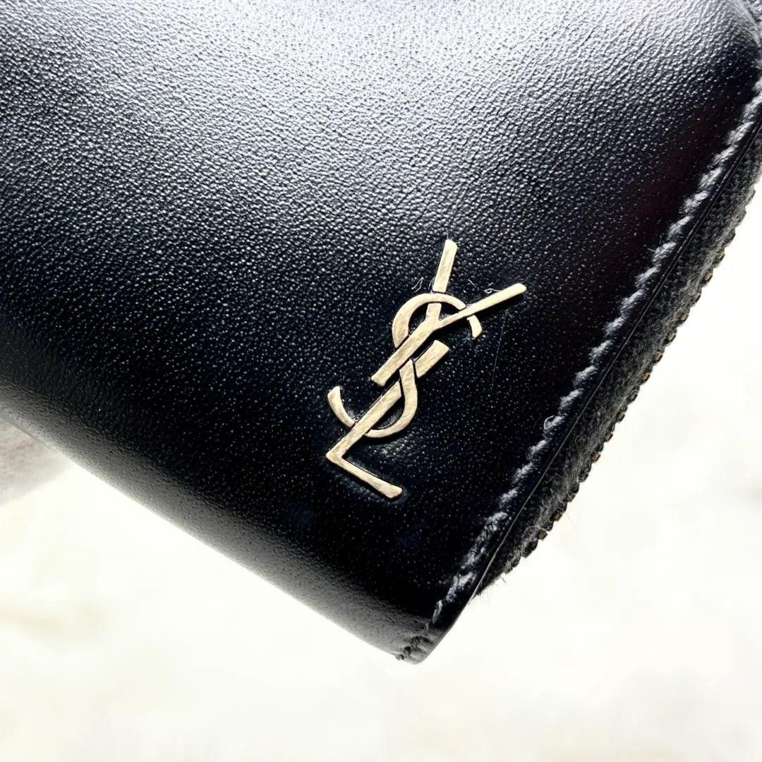 ✨Buen estado✨ Monedero Saint Laurent Tiny Cassandra Logo Cuero Negro