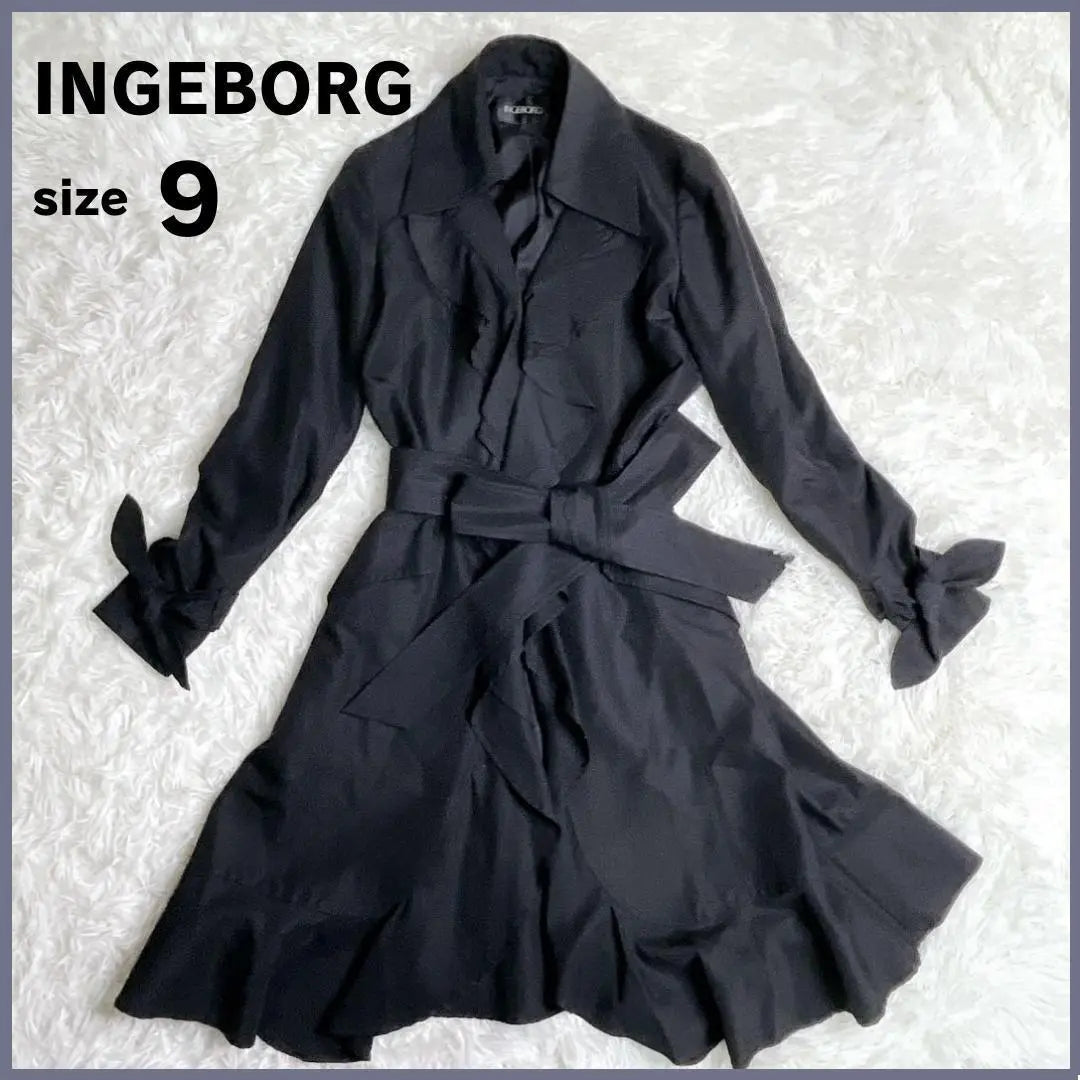 Beautiful condition ✨ Ingeborg ruffle trench coat size9 black silk blend