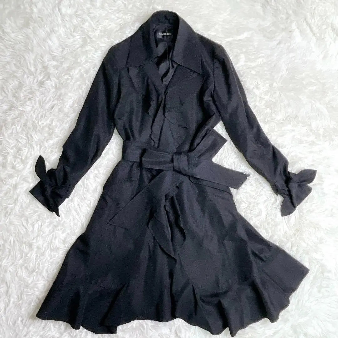 Beautiful condition ✨ Ingeborg ruffle trench coat size9 black silk blend