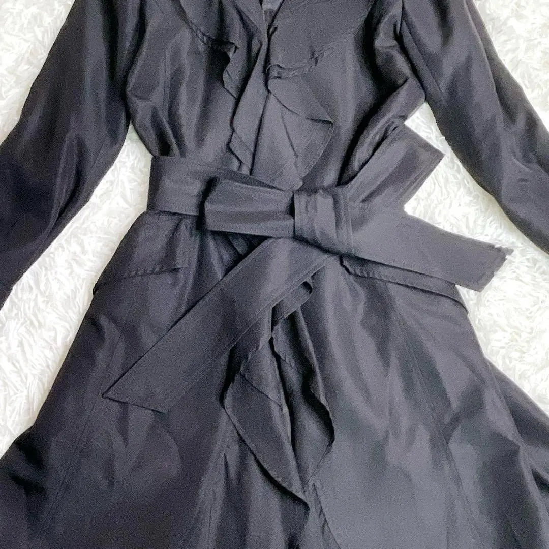 Beautiful condition ✨ Ingeborg ruffle trench coat size9 black silk blend