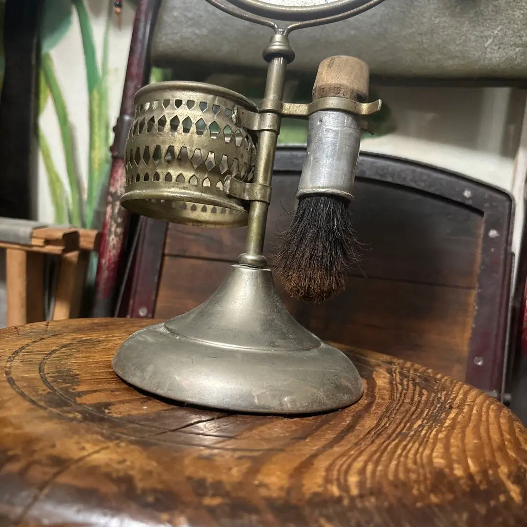 Vintage tabletop mirror with brush