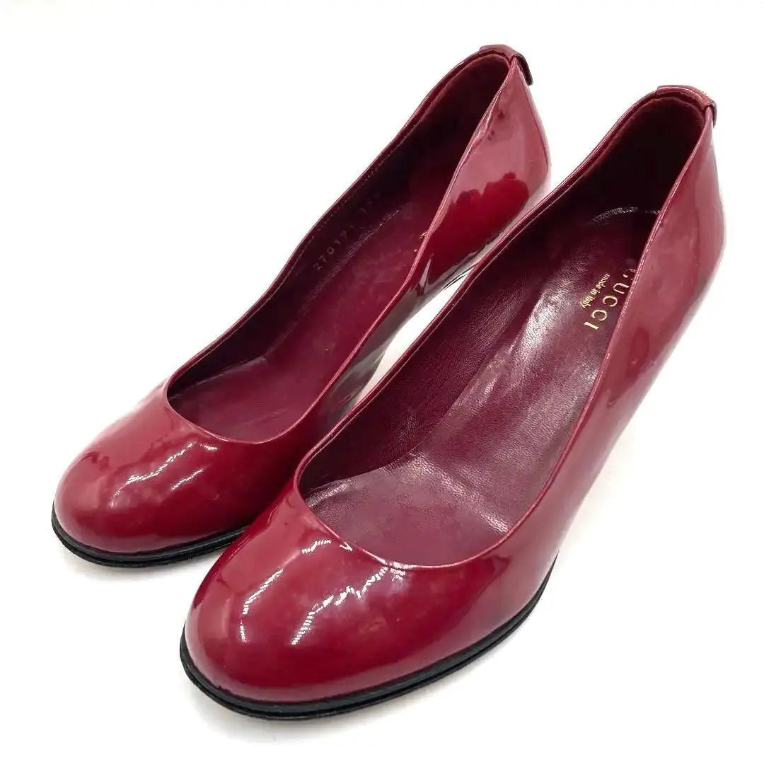 Gucci 22.5cm high heels enamel red blond pumps