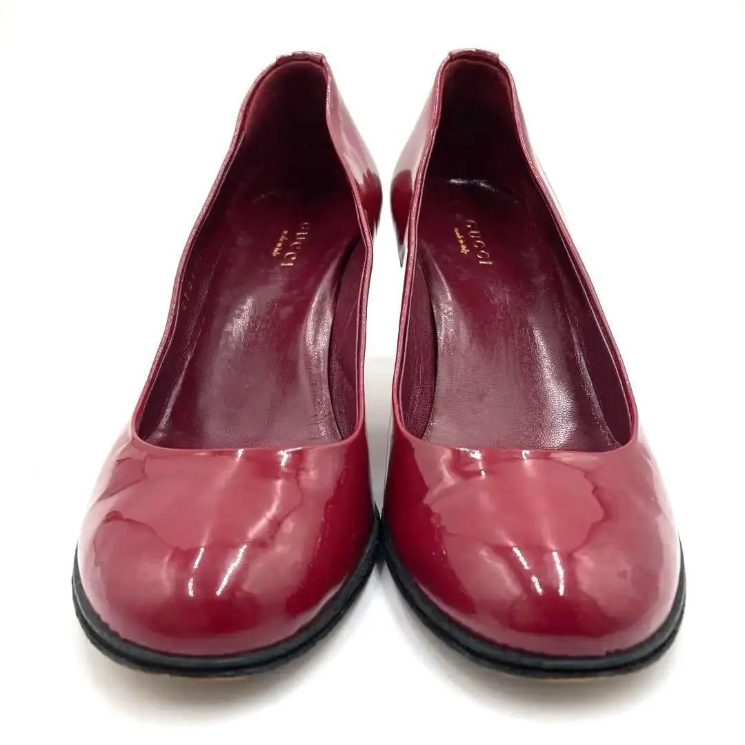 Gucci 22.5cm high heels enamel red blond pumps