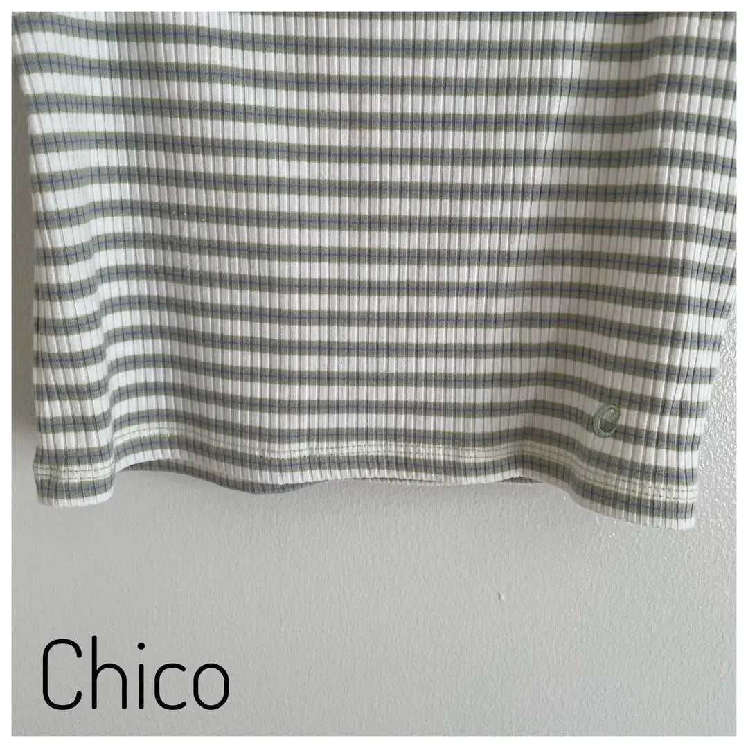 [Chico] Border Short Cardigan Camisole Ensemble Short Sleeve