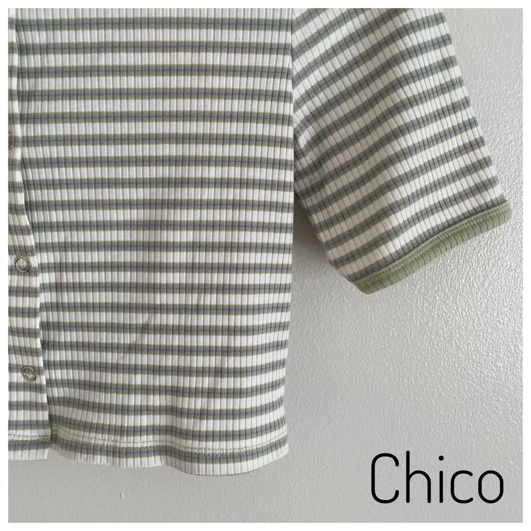 [Chico] Border Short Cardigan Camisole Ensemble Short Sleeve