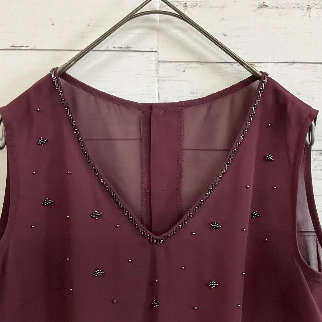 ATELIER SAB Camisole Bead Decoration Wine Red Size M