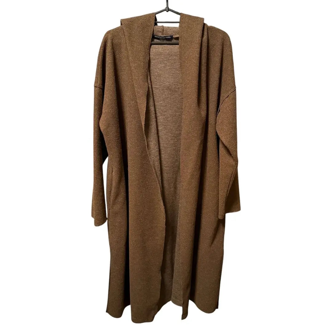 Long coat, brown, hooded, women's, loose, oversized, thin