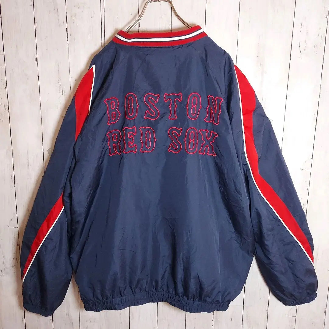 [MLB] Chaqueta de nailon con bordado del logo de los Red Socks, talla XL