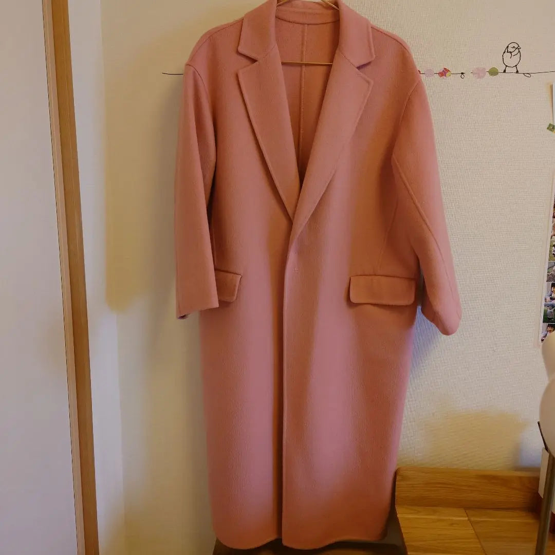 Cashmere Double Face Long Coat Pink