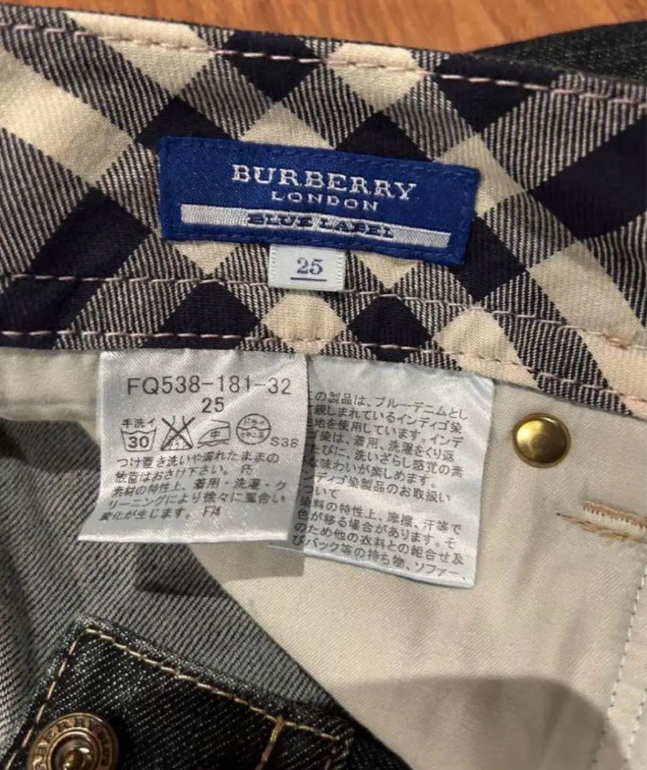 BUBERRY LONDON Burberry Blue Label Hem Check Denim 25